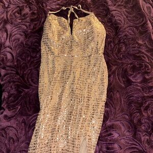 Speechless Gold Sequin Maxi Dress